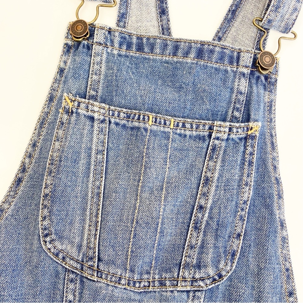 Abercrombie & Fitch Distressed Denim Jean Overalls Raw Hem Straight Slim Blue - Picture 5 of 12